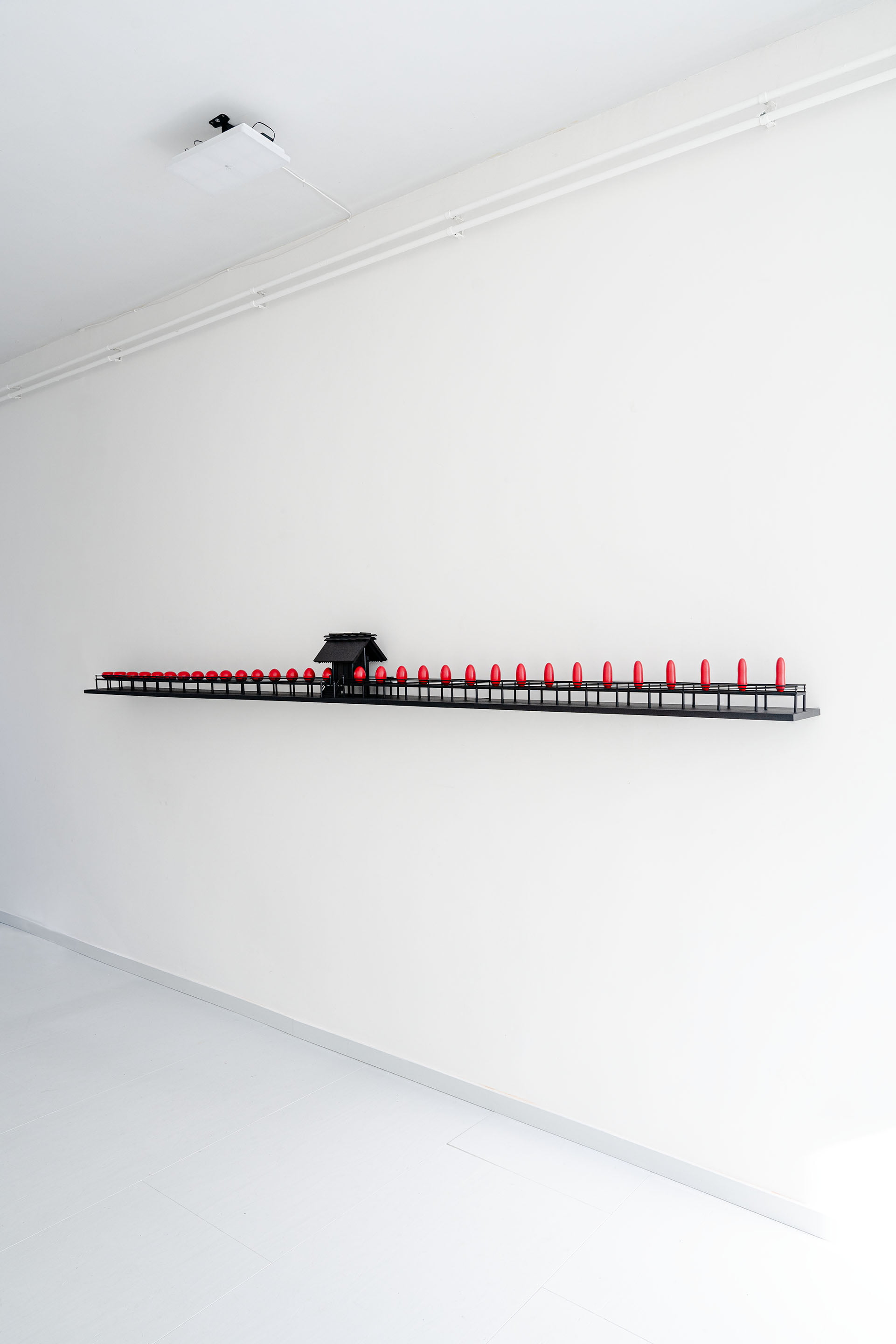 An installation work ‘Red Eggs Were Risks for Introducing Terrible Errors.’ by Shigeo Arikawa, Japanese artist based in Amsterdam.