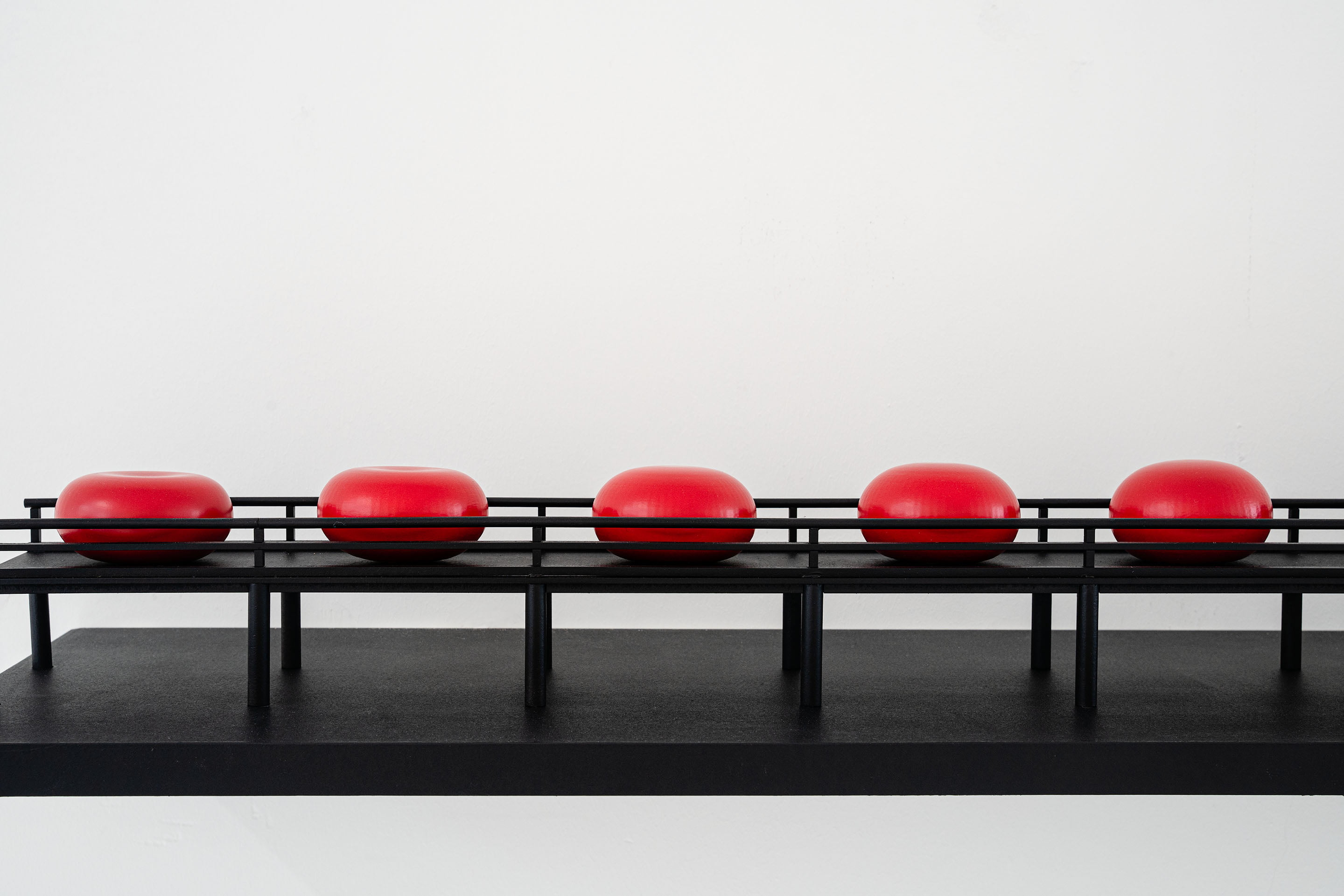 An installation work ‘Red Eggs Were Risks for Introducing Terrible Errors.’ by Shigeo Arikawa, Japanese artist based in Amsterdam.